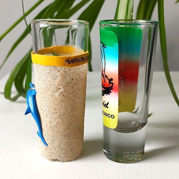 Bundle Of 2 Playa Del Carmen Mexico Shot Glasses - Picture 2 of 5